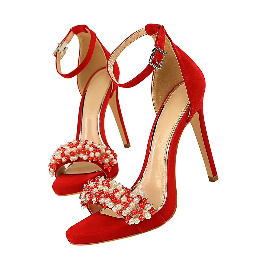 

2019 Women 11cm High Heels Heels Crystal Platform Pearl Sandals Lady Sandles Stiletto Pumps Stripper Summer Fetish Strappy Shoes