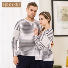 Qianxiu Осень новинка пара полосатые пижамы для женщин 91687