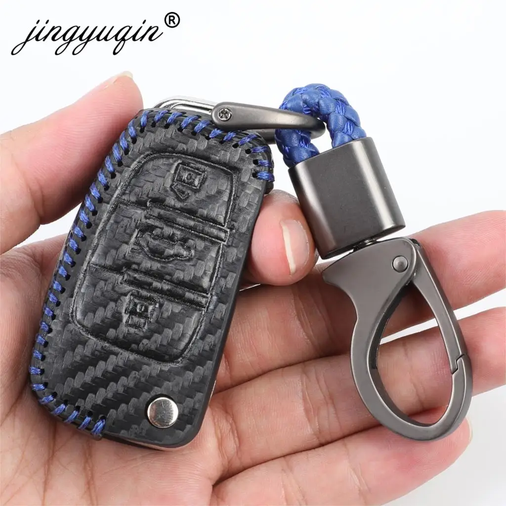 Jingyuqin-Carbon-Car-Styling-custodia-protettiva-per-chiave-in-pelle-morbida-per-Audi-C6-A7-A8.jpg Keyforkess Carbon Car Styling custodia protettiva per chiave in pelle morbida per Audi C6 A7 A8 R8 A1 A3 A4 A5 Q7 A6 C5 supporto per coperture - Jingyuqin Carbon Car Styling custodia protettiva per chiave in pelle morbida per Audi C6 A7 A8