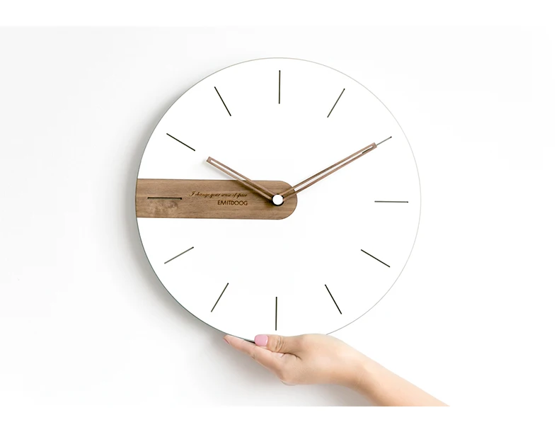 Современный минималистичный скандинавский черный орех указатель настенные часы гостиная спальня Искусство украшение дома круглые Висячие Часы 12 дюймов