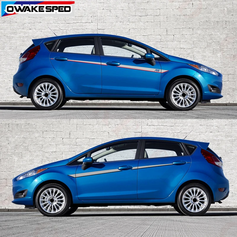 Гоночные спортивные полосы автомобильные наклейки на талию для Ford Fiesta ST RS Hatchback
