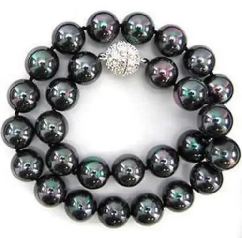 

Charming 10mm Black South Sea Shell Pearl Necklace 18" 5.27