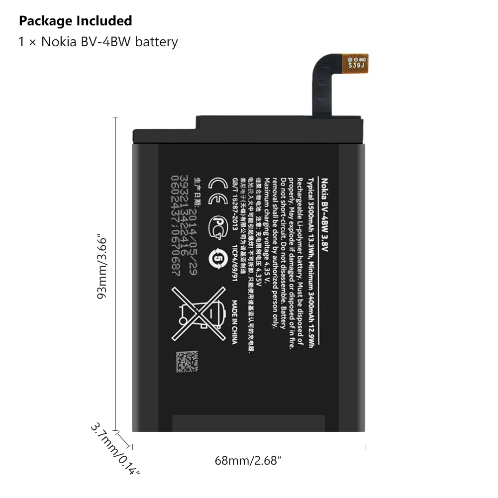 3500 мАч BV 4BW аккумулятор для Nokia Lumia 1520 MARS Phablet RM 937 Bea Lumia1520 литий полимерные батареи
