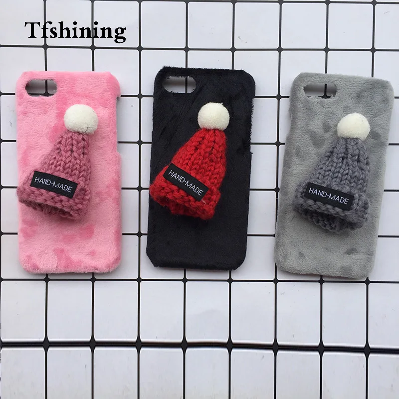 Милый чехол Tfshining для iPhone X 8 7 6 6s Plus милый зимний плюшевый пушистый с 3D вязаной