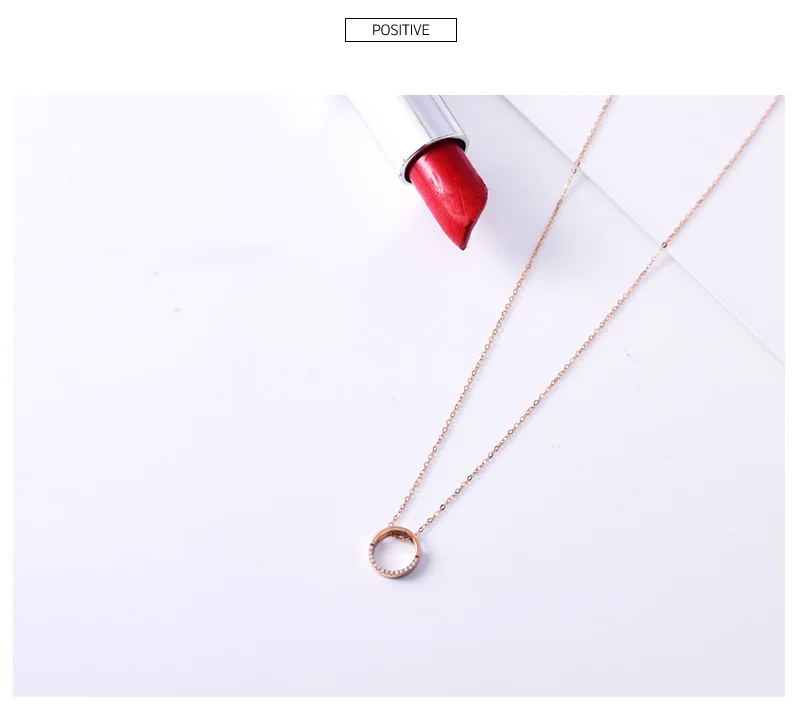 18K rose gold diamond circle necklace female pendant clavicle chain girlfriend gift trendy party 2020new hot sell Support