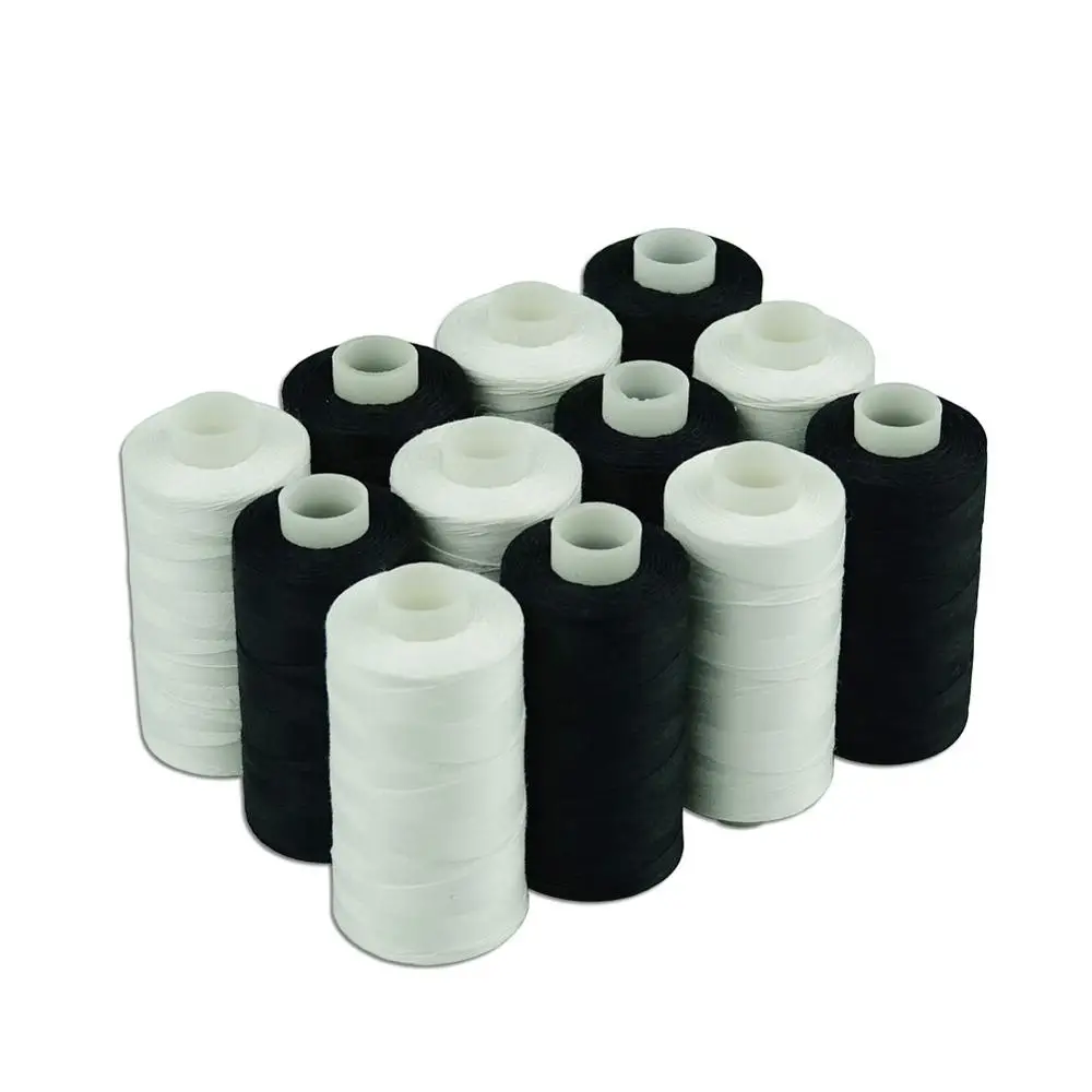 Simthread 12 конусов Белый Черный мерсеризованный хлопок набор ниток для шитья 50 s/3 для стеганого шитья и т. Д.-550 ярдов каждый - Цвет: 6 White 6 Black