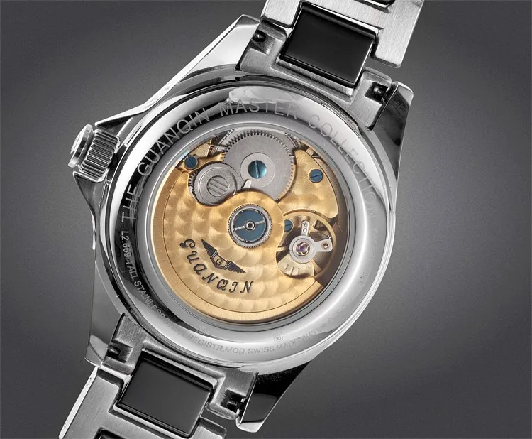 GUANQIN Ceramic Watch White Black Womens Ceramic Watch Mechanical Watch Auto Date Waterproof Dress Girls Clock Wristwatches (10)