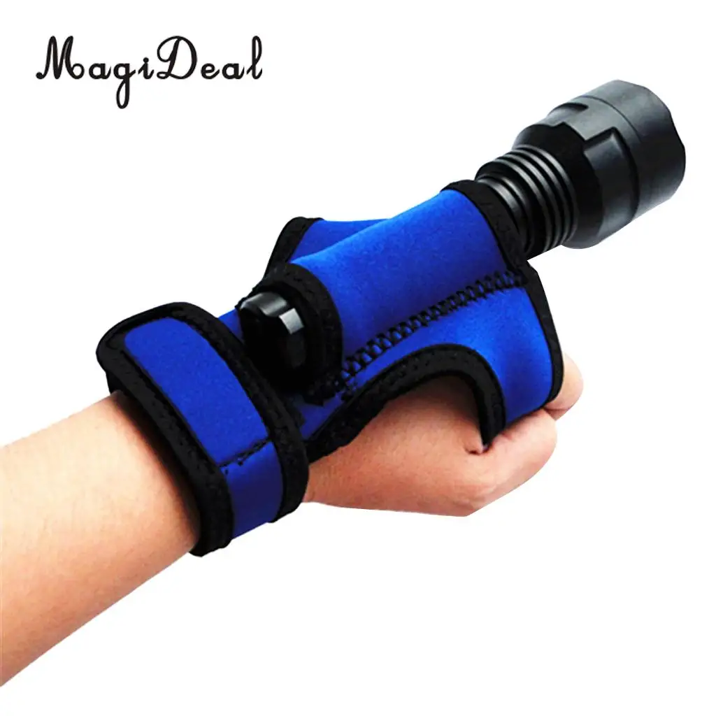 MagiDeal 3 мм неопреновый ручной флэш-светильник держатель перчатка для дайвинга подводный светодиодный фонарь Крепление кобура оборудование - Цвет: Blue