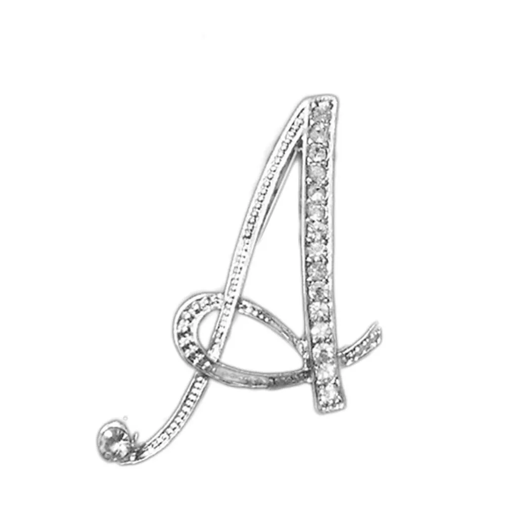 

1 PC A To Z 26 Letters Design Brooches Pins English Letter Personality Brooches with Crystal