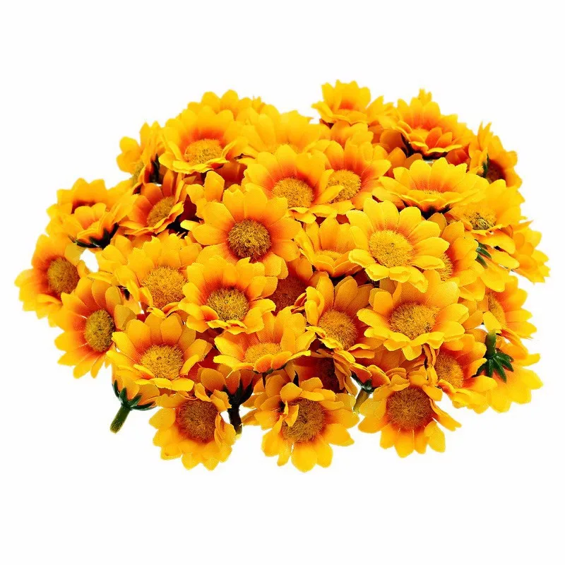 Silk-Mini-Yellow-Daisy-Artificial-Flower-Bouquet-Wedding-Party-Home-Decor-Scrapbooking-100Pcs-lot