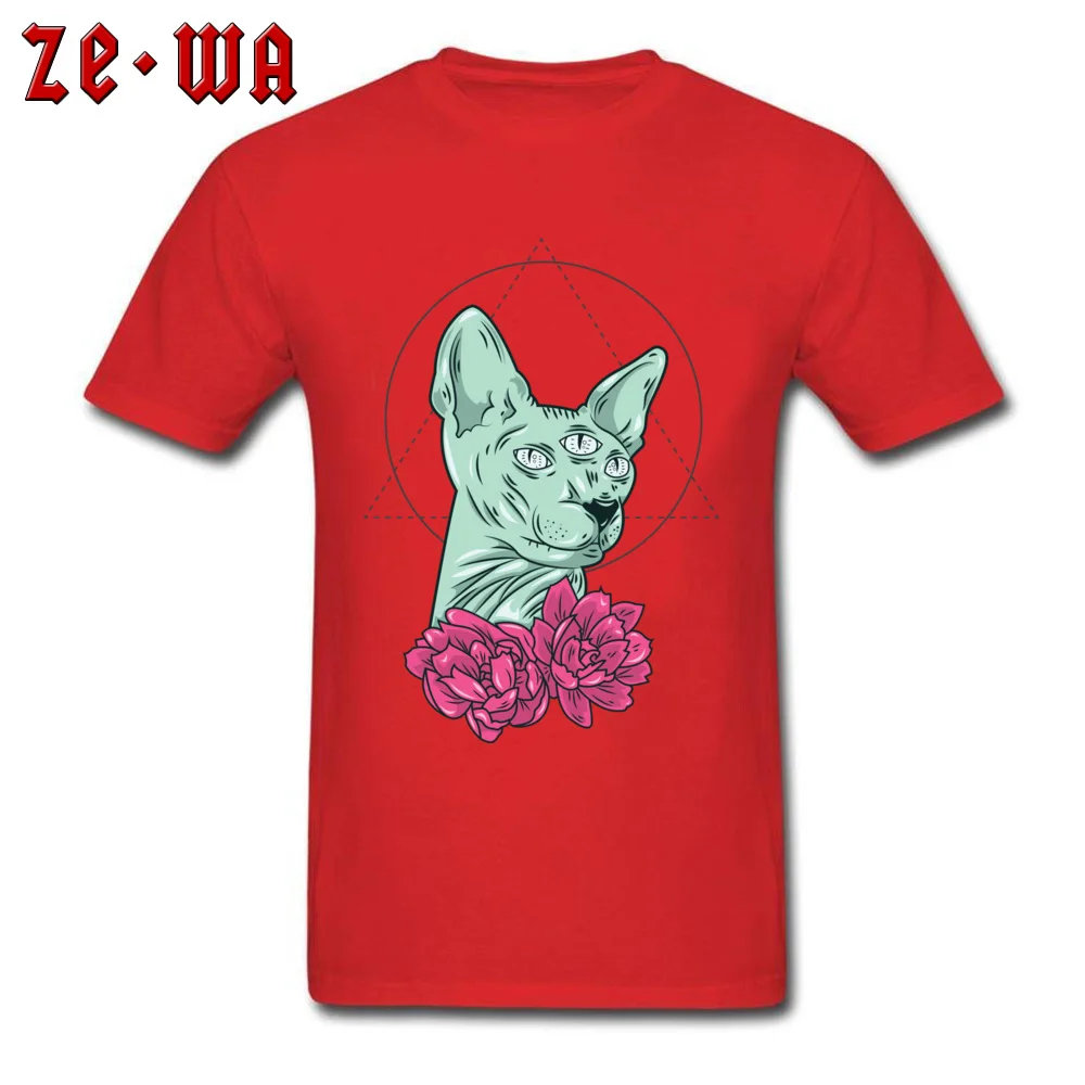  Casual Tops Shirt Graphic Short Sleeve Men T-shirts TpicOriginaltitle 3D Printed Lovers Day T-shirts Round Neck All Seeing Kitty red