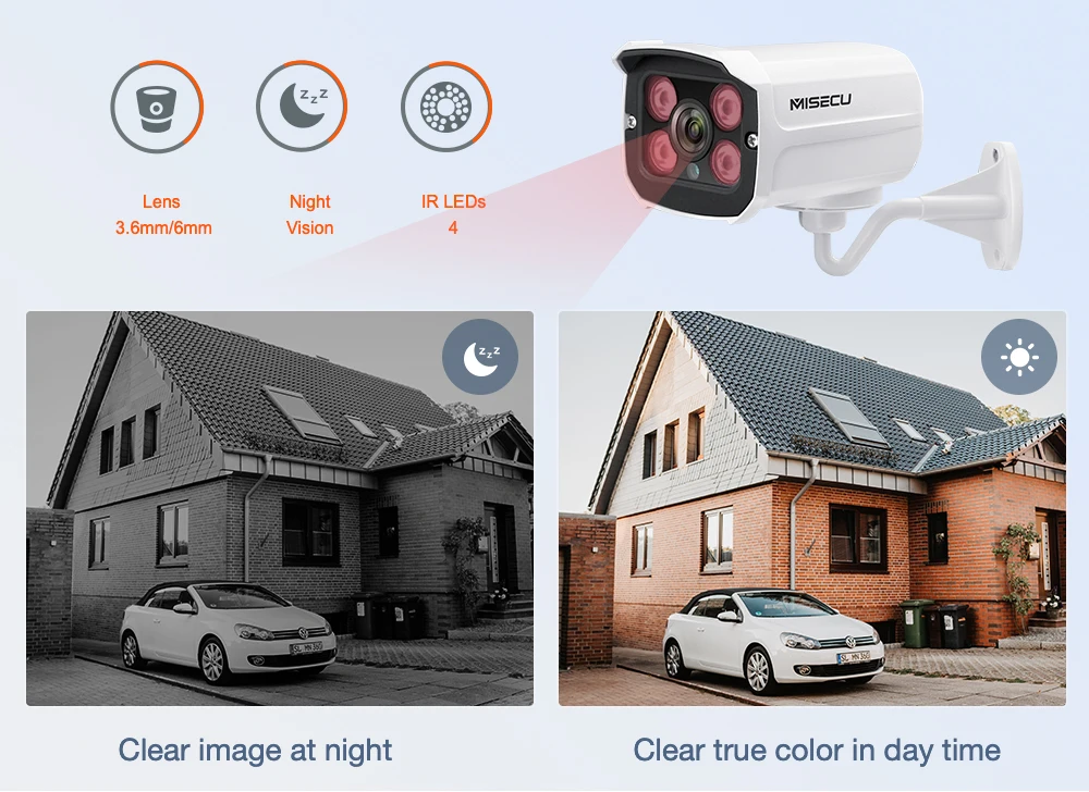 Hot AHD camera 1080P 2.0MP Sony IMX3222 Chip High power 4pcs Array 2.8 / 3.6mm waterproof clear night vision IR filter camera