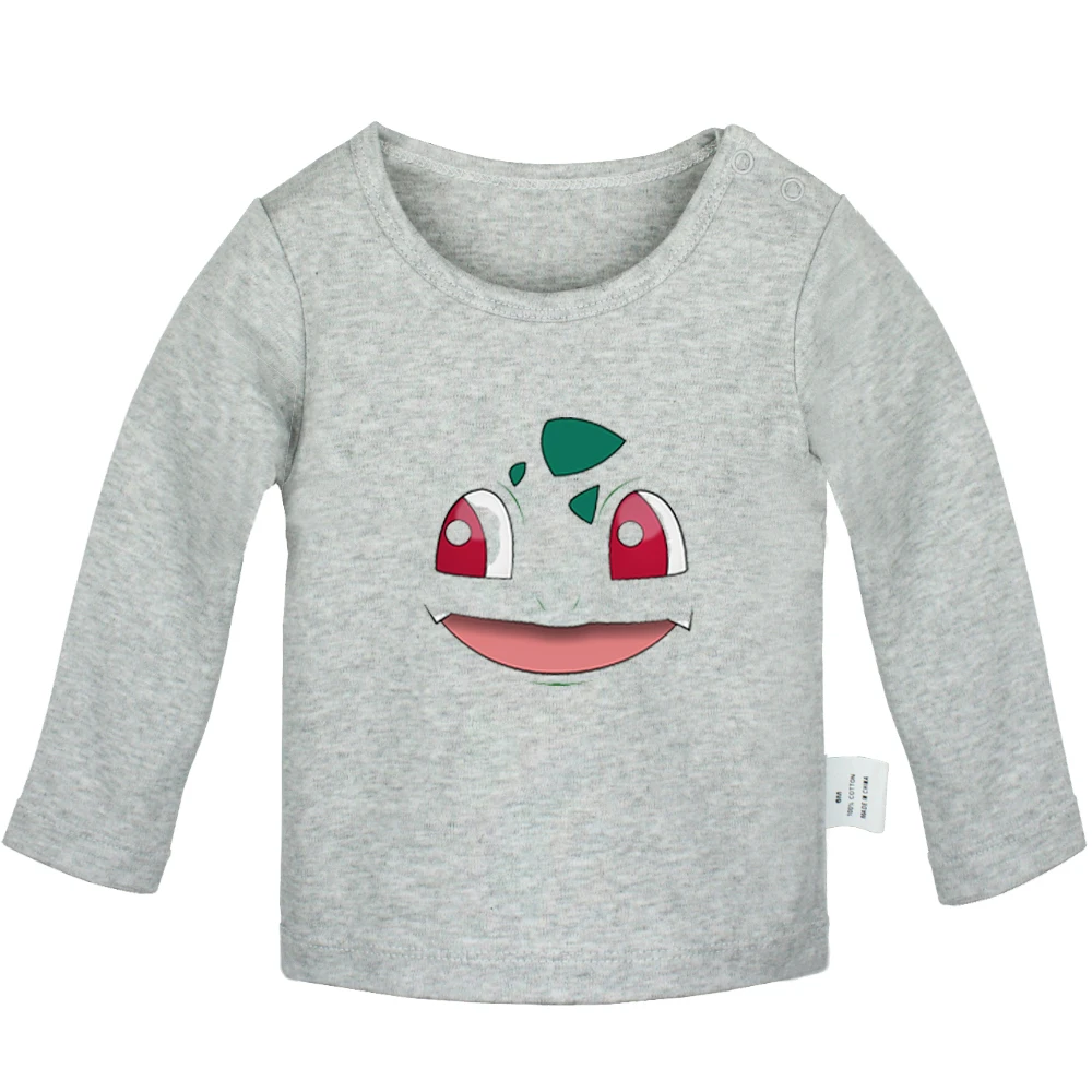Cute Pokemon Charmander Bulbasaur Mrs Mouse Head Design Newborn Baby T-shirts Toddler Graphic Solid color Long sleeve Tee Tops | Детская