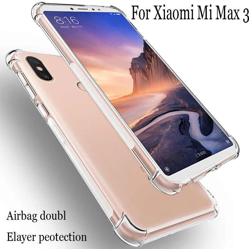 Чехол на воздушной подушке для Xiaomi Mi Max 3 max3 прозрачный мягкий Силиконовый ТПУ
