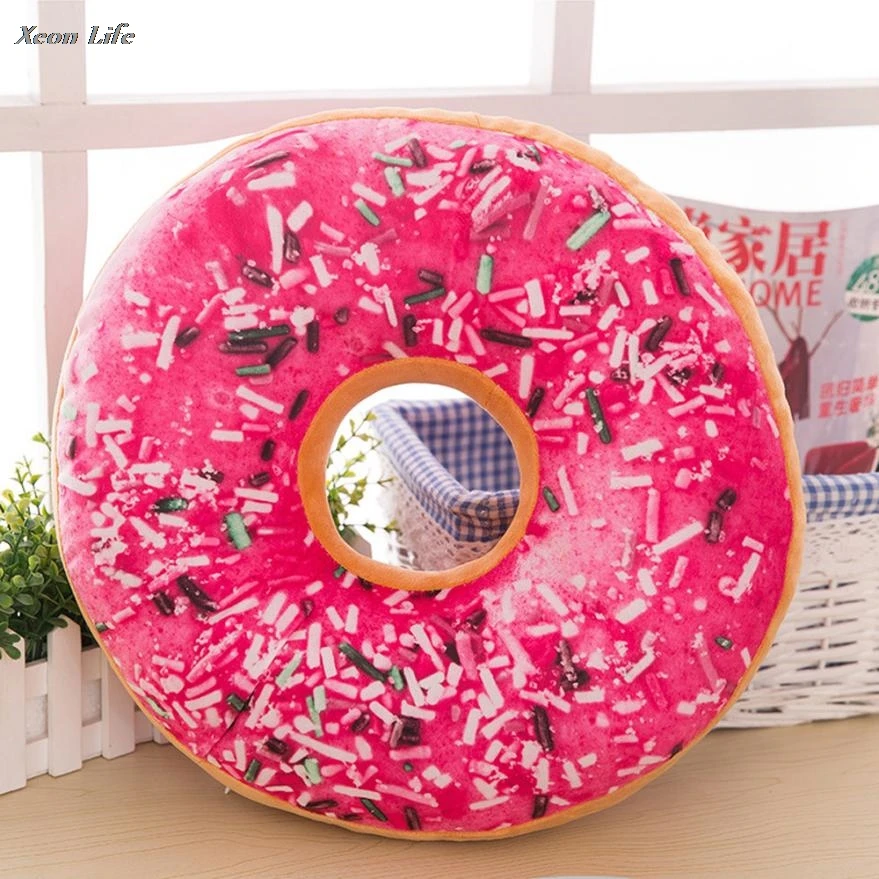 

ISHOWTIENDA New 1PC 40cm*40cm*12cm Soft Plush Pillow Cases Stuffed Seat Pad Sweet Donut Foods Pillow Cover Case Toys