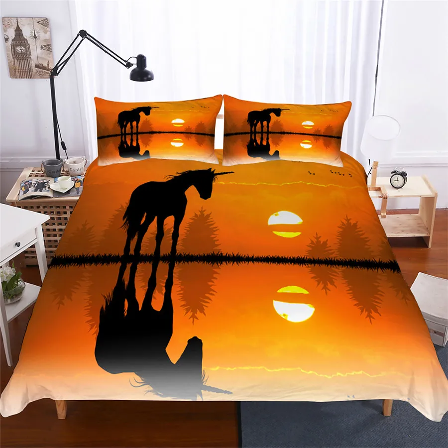 

Bedding Set 3D Printed Duvet Cover Bed Set Unicorn Home Textiles for Adults Lifelike Bedclothes with Pillowcase #DJS11
