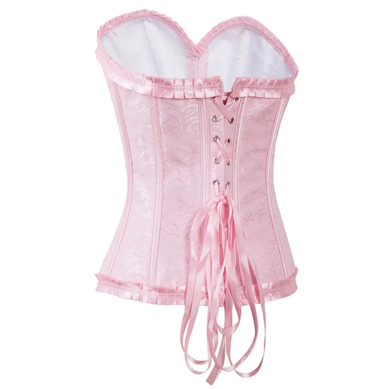 Женский жаккардовый корсет розовый для похудения в готическом стиле|corset