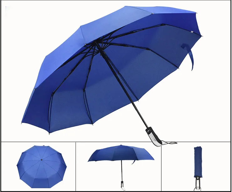 Автоматический зонт женский зонт усиленный 3 складной мужской женский зонт от дождя женский ветрозащитный деловой зонт