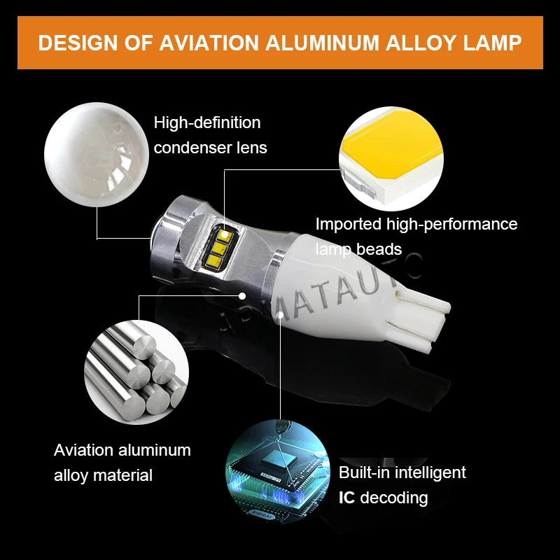 2x W16W T15 светодиодный Клин для лампы резервный обратный светильник без ошибок W16W сигнальная лампа для Lada Toyota Honda Mitsubishi Citroen Skoda Seat