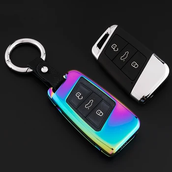 

GPFORTYSIX Zinc Alloy+Leather Key Case Cover Auto Key Shell Protector For Volkswagen VW 2016 2017 Passat B8 Skoda Superb A7