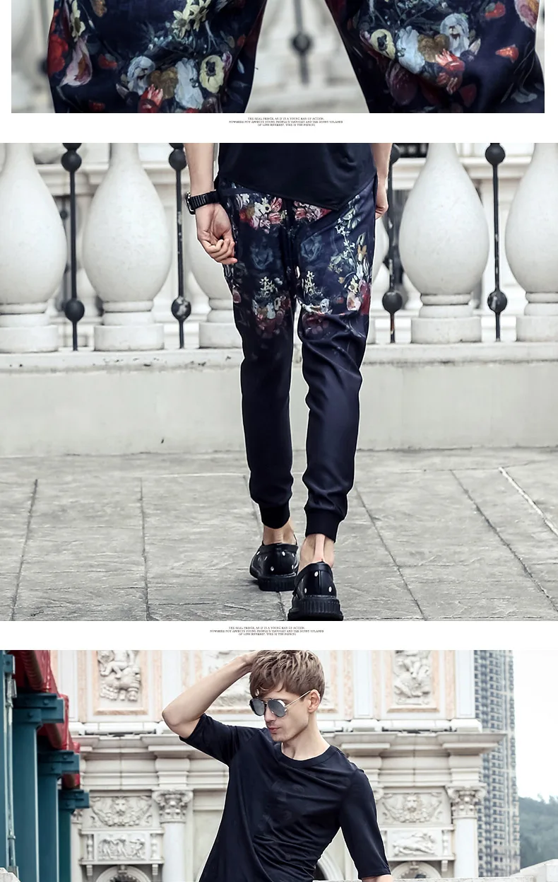 Fanzhuan новые модные мужские повседневные мужские узкие брюки длиной до щиколотки Штаны Division раза декоративные девятого 718093
