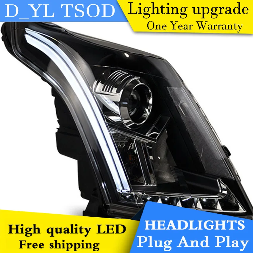 D_YL автостайлинг для Cadillac SRX фары 2011 2014 светодиодные DRL линзы с двойным лучом H7