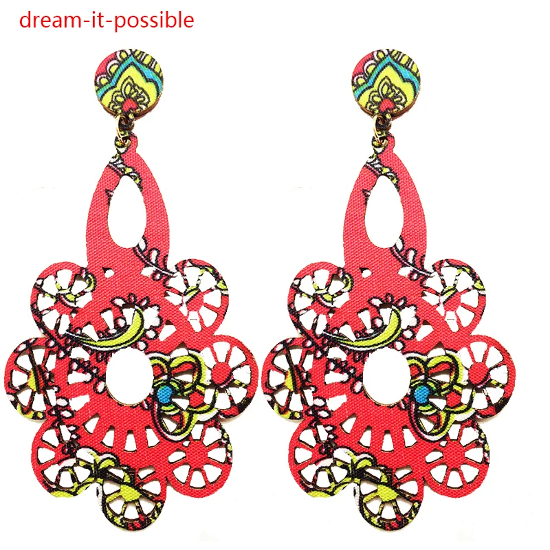 

Dream-it-possible korean trendy Unique hollow big large bohe long wooden drop indian earrings jewelry earrings 2018 for woman