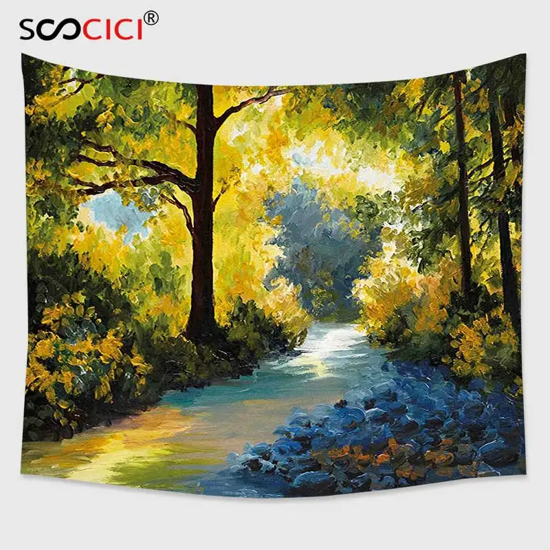 Cutom Tapestry Wall Hanging,Nature Decor Mother Nature Theme Oil