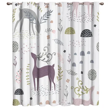 

Fawn Illustration Christmas Room Curtains Large Window Living Room Bathroom Decor Fabric Window Treatment Ideas Curtains And
