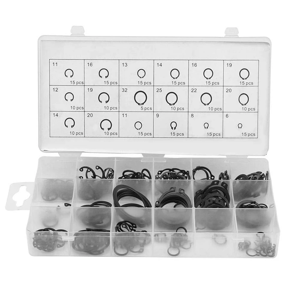 

225pcs Portable Internal and External Snap Mount Circlip Assortment Box Set with Plastic Box