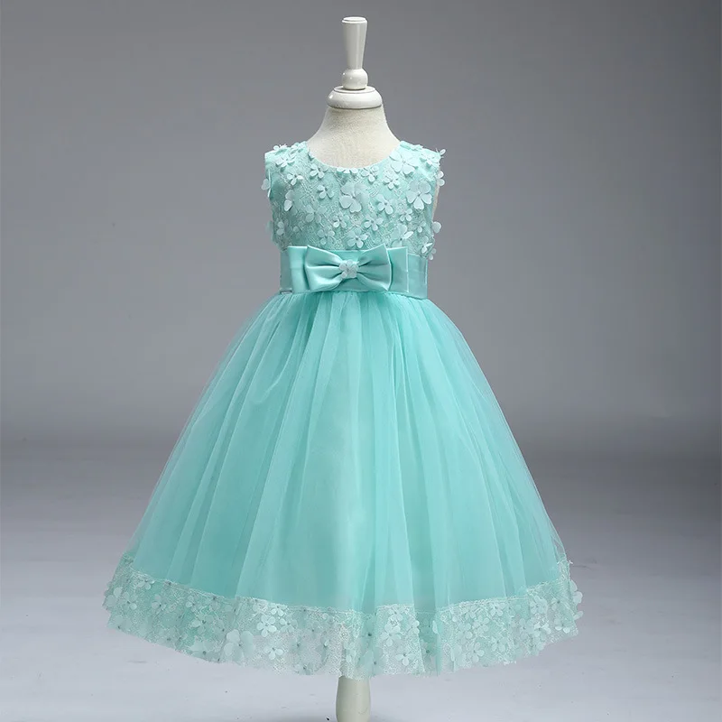 Новое кружевное платье принцессы Детское платье с цветочной вышивкой для девочек, винтажные Детские платья для свадебной вечеринки, торжественное бальное платье От 2 до 10 лет