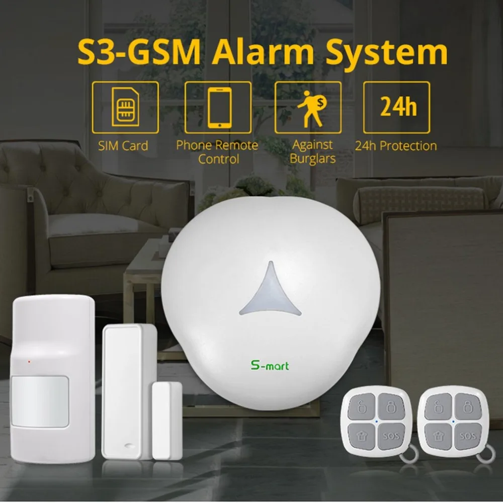

GS-S3-GSM Smart WIFI GSM Alarm System 433mhz Anti-theft Alarm Sensor Kit/Set Home Security APP Remote Control Voice Alert