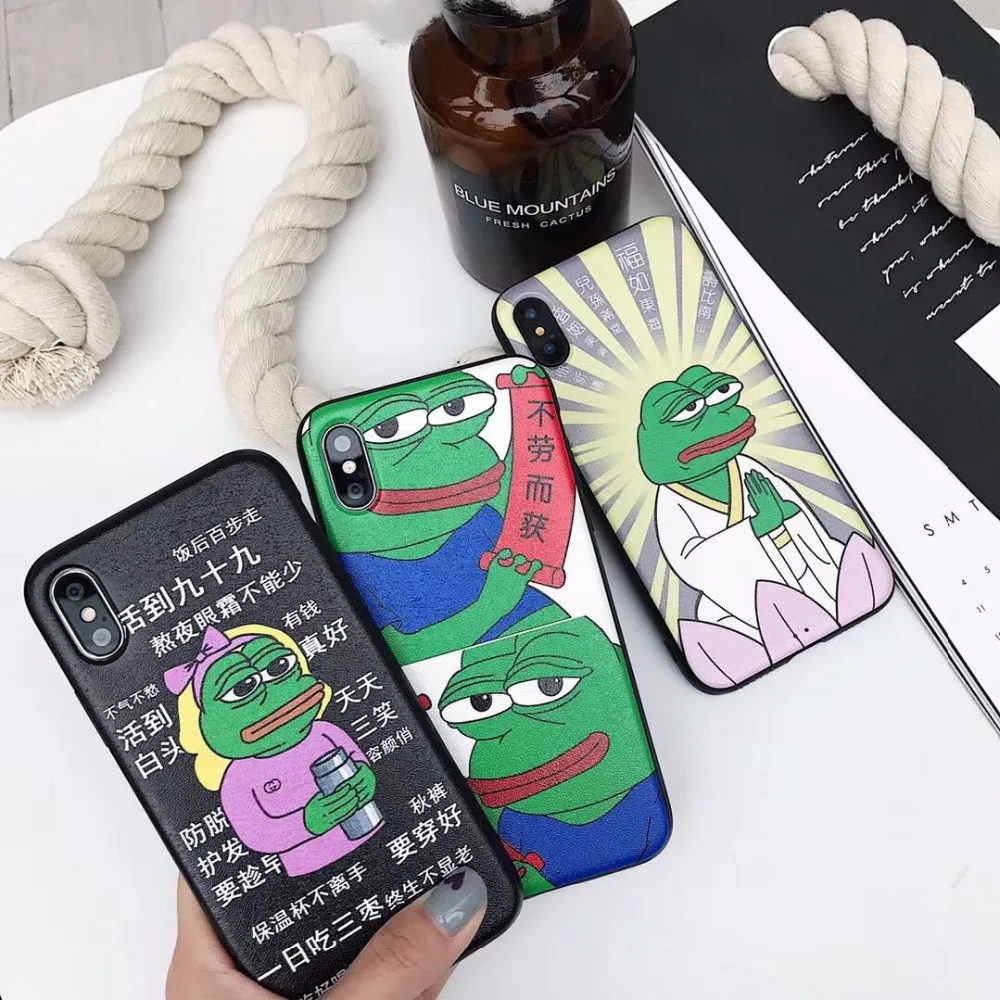 Japan Super Popular Sad Frog 3D Relief Silk Pattern TPU Case Cover For Iphone6 6S 7 7S 8 6P 7P 8P X |