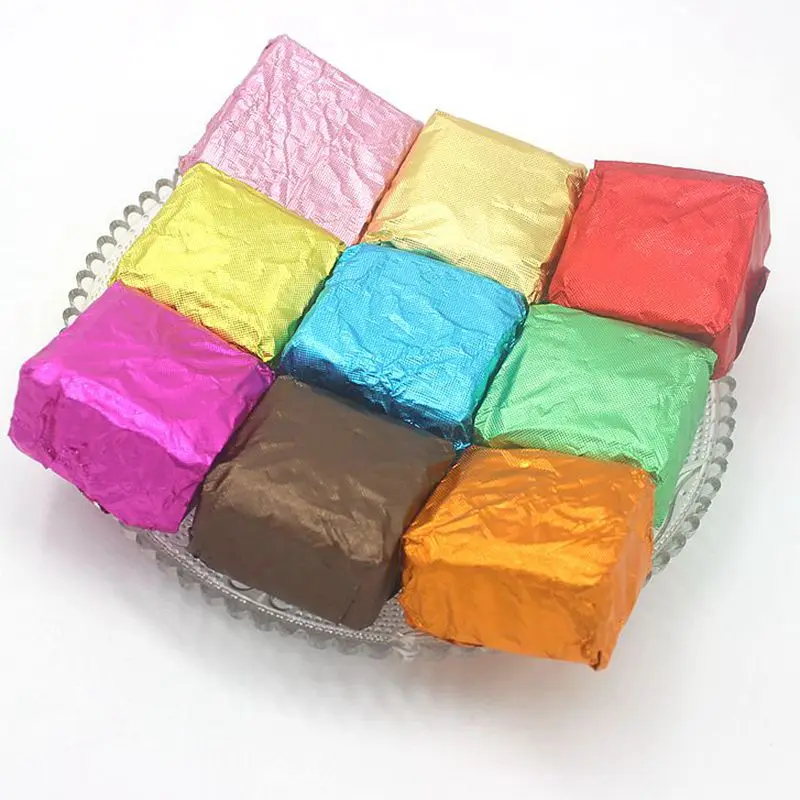 

(200pcs/lot)New Chocolate Package Tin Foil Baking Paper Thickening 9 Colours Candy Sugar Tea Wrapping Paper Decoration 12cm