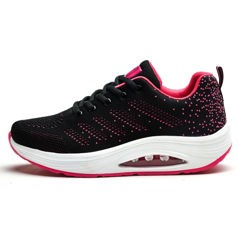Shape Ups Sneaker Women Thick Sole Swing Fitness Women Shoes Breathable Massage Wedges Platform Footwear Calzado Deportivo Mujer - Цвет: black and rose