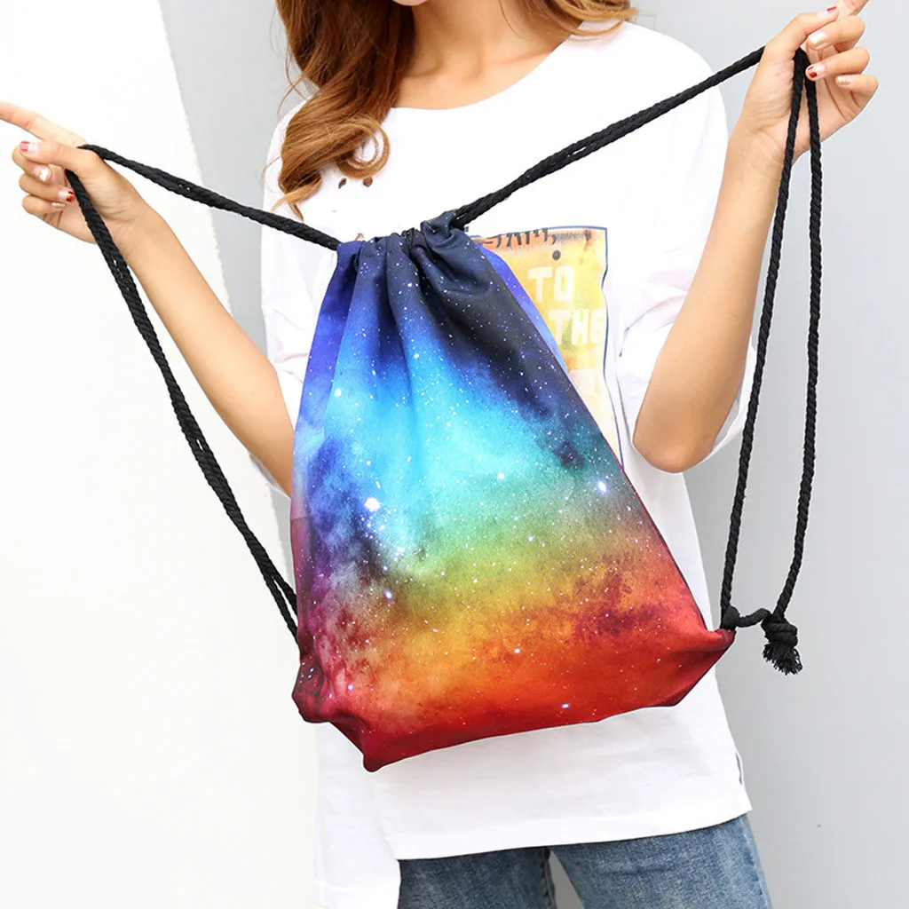 ISHOWTIENDA сумки для Дамская мода унисекс Звездное небо печати рюкзак с карманами сумка на шнурке worek plecak sznurek# Y3