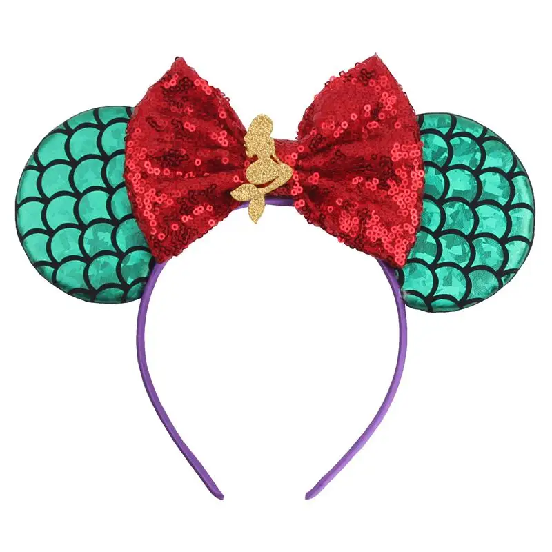 

1PC DIY Mermaid Minnie Mouse Ear Headbands 2019 Sequin Bows Minnie Mouse DIY Hair Accessories For Kids Trendy Headwear Femme