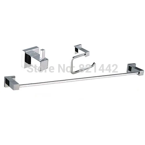 

Rollers for Shower Doors Bathroom Accessories Set Square Solid Brass Chrome ,robe Hook,paper Holder,single Towel Bar,3 Pcs/set