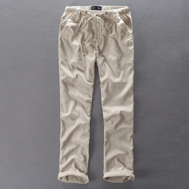 

Italy Style Summer Men Casual Pants Stretch Flax Cotton Men Trousers Linen Size 29-37 5 colors Men's Clothing Mannen Broek