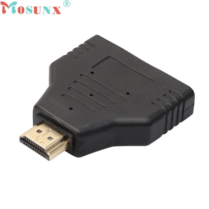 

Factory price MOSUNX Hot Selling HDMI Male To Dual HDMI Female 1 to 2 Way Splitter Adapter For HD TV Hot DH Drop Shipping