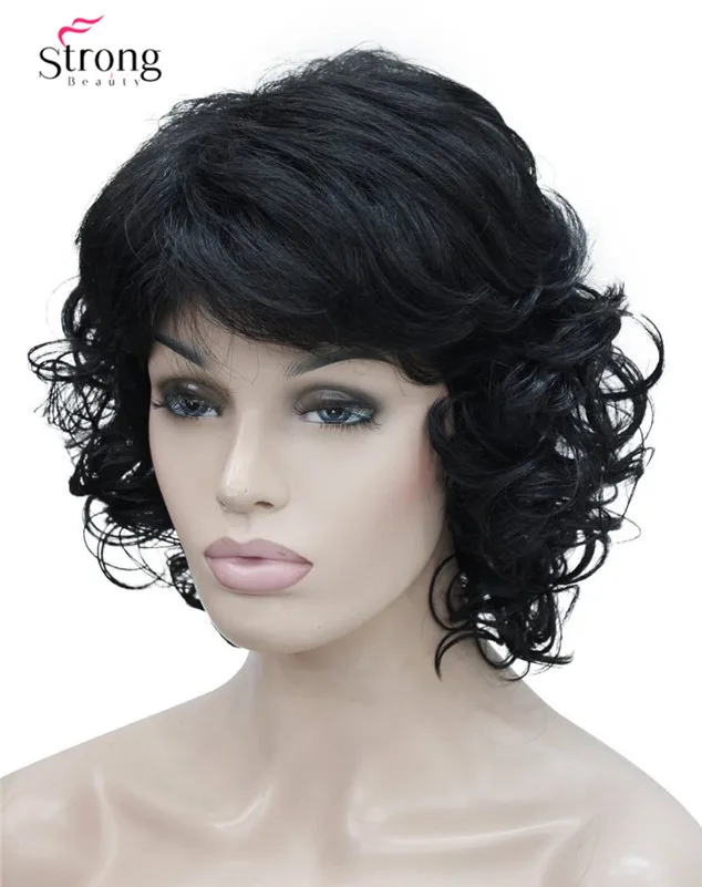 Women's Short Curly Heat Resistant Synthetic Black Hair Wigs (2)