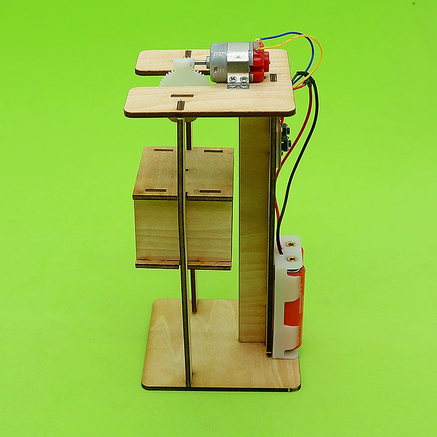 buy  DIY Wooden Electric Lift Model Science Kits toysCreative Handmade Elevator assembly Experiment STEM