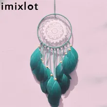 

Green Color Large Feathers Plunge Dream Catcher Net Home Decoration Wall Simple Feather Handmade Jewelry Gifts