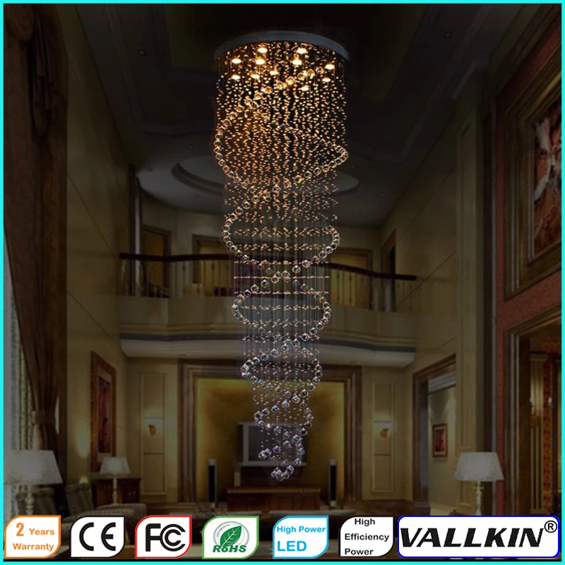 ФОТО LED Crystal Pendant Light Lamps Fixtures For Hotel Hallway Office Villa Loft AC110 To 240V Stainless Steel VALLKIN
