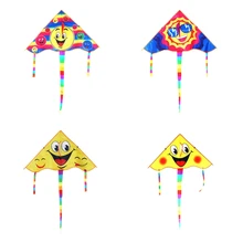 80 см мультфильм Треугольники улыбающееся лицо кайт для Для детей Спортивная игрушка для игр на открытом воздухе смайлик анимации летающие змеи