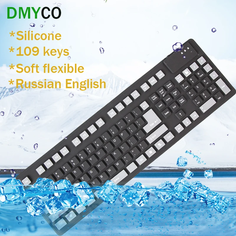 111keys Russian English Keyboards USB wired silicon soft portable gaming keyboard Teclado Layout Teclado for font