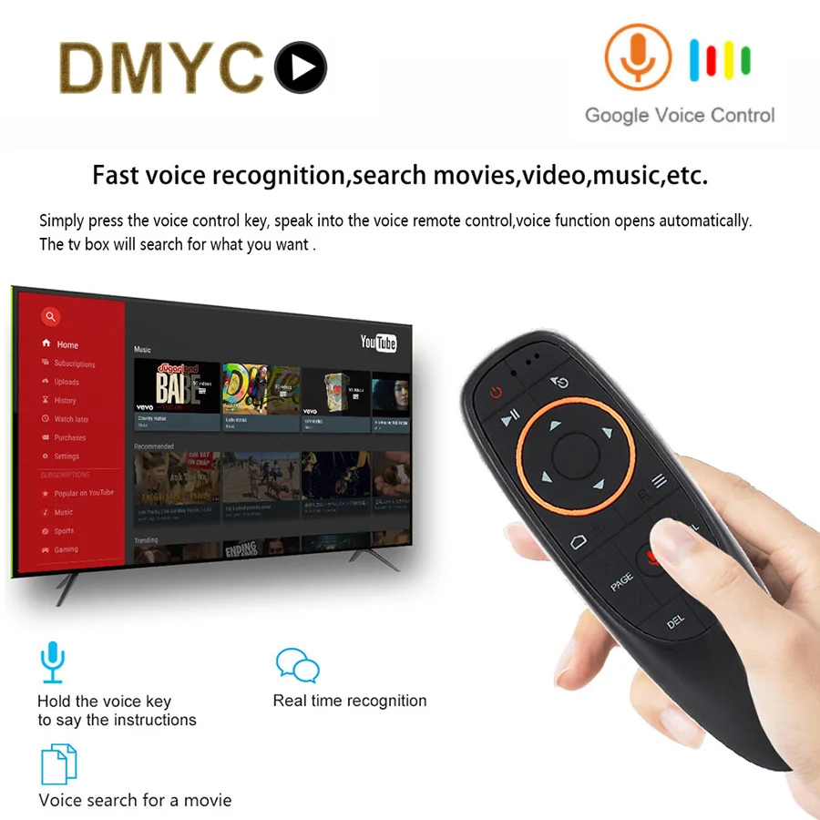 

New Original Voice Remote Control 2.4G Wireless Mouse Microphone Gyroscope IR Learning Remote for Android 9.0 TV Box T9 H96 Max