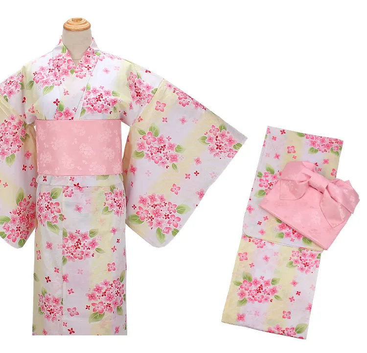 Женская традиционная одежда Классические Красивые цветочные принты Япония Кимоно/юката косплей одежда 6 шт./компл./комплект Geta в комплекте