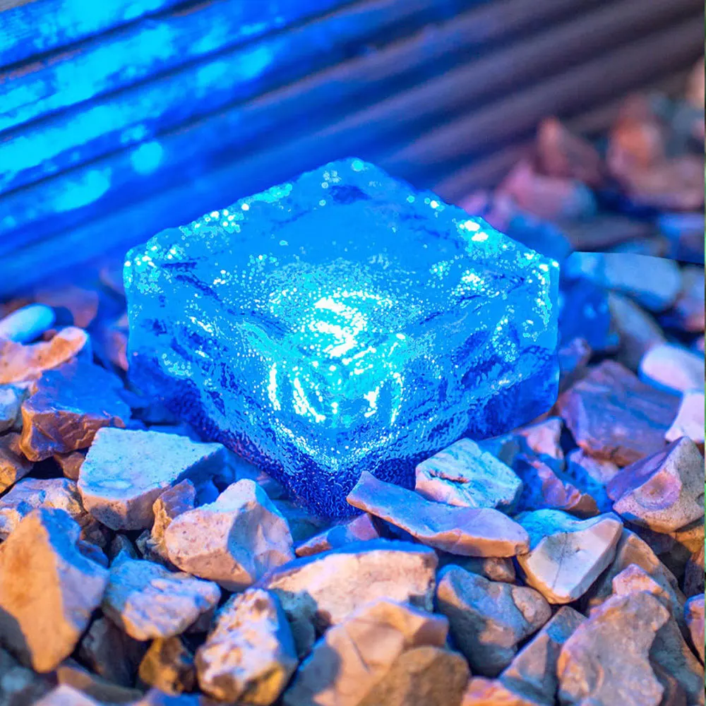 Blue Солнечная энергия ледяной куб безопасность похороненный свет домашняя наземная лампа экологически чистый путь дисковые огни уличные - Испускаемый цвет: Blue