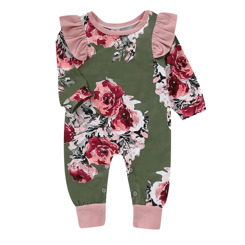 

Baby Girl Floral Rompers Newborn Outfit Clothes Tiny Cottons Infant Bebes Jumpsuits Spring Long Sleeve Children's Overalls 0-18M